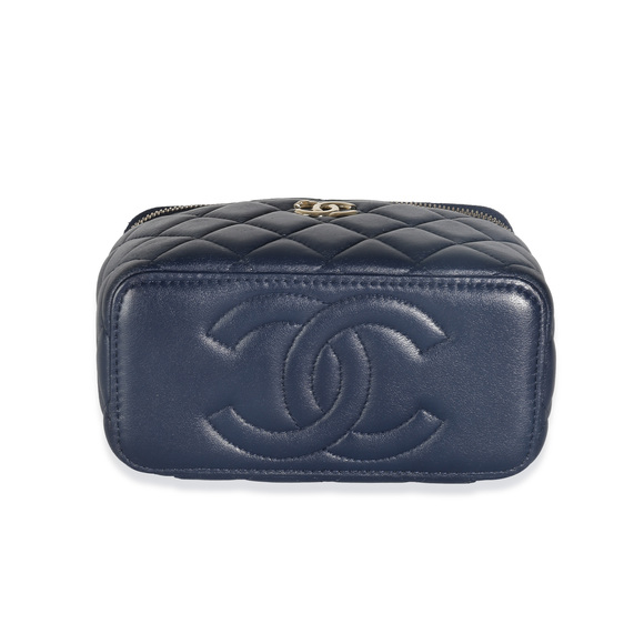 Chanel Navy Quilted Lambskin Top Handle Vanity Case With Chain - Picture 7 of 8